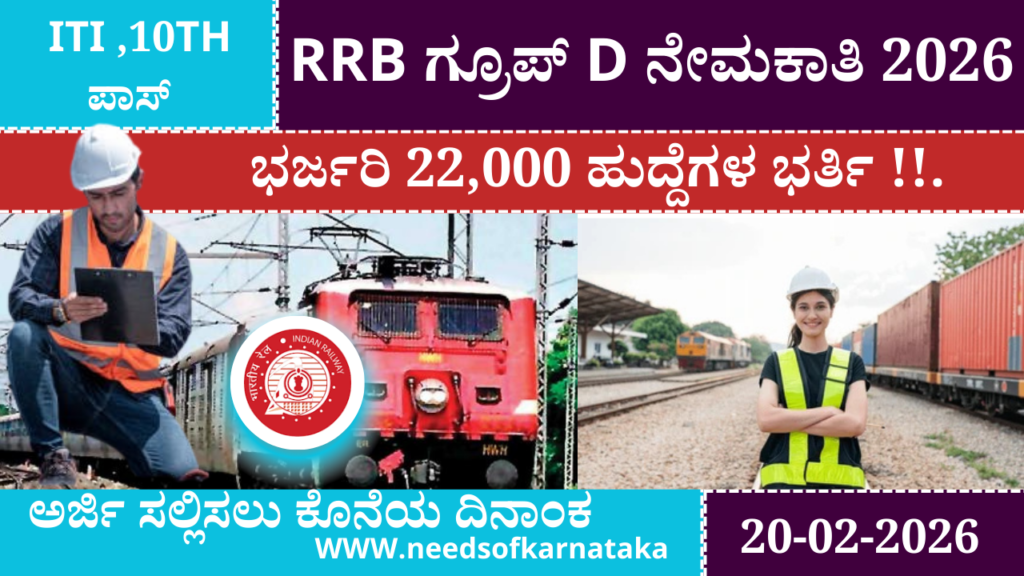 RRB ಗ್ರೂಪ್ D ನೇಮಕಾತಿ 2026,, ಭರ್ಜರಿ 22,000 ಹುದ್ದೆಗಳ ಭರ್ತಿ !!... । RRB Recruitment 2026